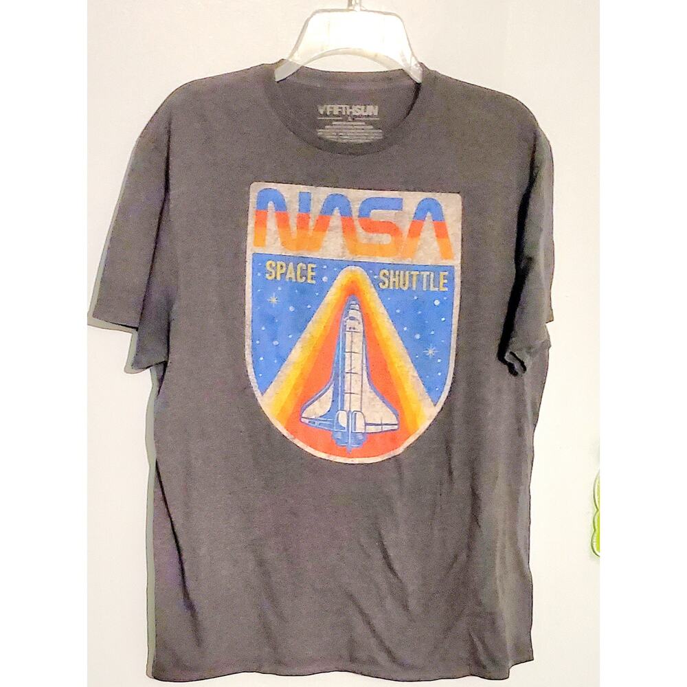 FifthSun NASA Gray T-Shirt Size L Hipster Back-to-School Nerd Cool Geek Space